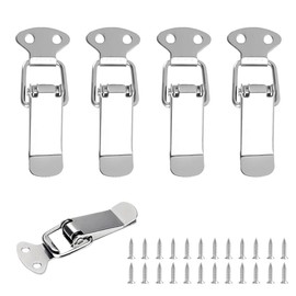 Ruayia Stainless Steel Tension Latch, Set of 4, 74 mm with Screws, Box Clasp, Silver, Lever Closure, Snap Lock for Case Box, Toolbox, Drawer, Cabinet, Chest