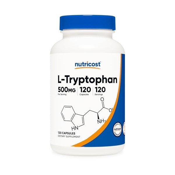 Nutricost L-Tryptophan 500mg, 120 Capsules - with BioPerine, Gluten Free,