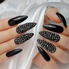 Gufonkod False Nails with Designs Stiletto Press on Nails Long