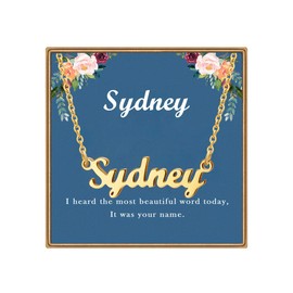Ldurian Custom Name Necklace, Sydney Name Plate Pendant Necklace Pre Gifts, Charm Necklaces Jewelry for Birthday Anniversary