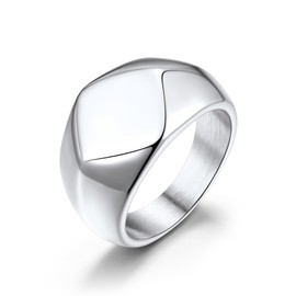 GoldChic Vintage Women's Men's Signet Ring Stainless Steel Finger Ring 13 mm Wide Men Women Band Ring Silver/Gold/Black/Vintage Grey Engagement Ring Friendship Ring Size 54.4 (17.25) - 72.3 (22.75),