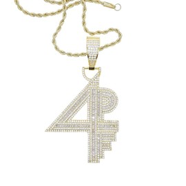 ATJMLADY 4PF For Pocket Full Pendant Necklace for Hip Hop Men Iced Out Bling Micro Paved Rectangle Round 5A CZ Rock Punk Style Jewelry (gold)