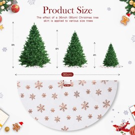 Tree Skirt 36 Inch White Faux Fur Tree Skirt with Rose Gold Snowflakes Plush Christmas Tree Skirt Christmas Decorations Ornaments