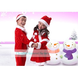 Nemori Santa Costume, Children's Cosplay Costume, Children's Clothing, Santa Claus with Hat, Girls, Boys (Santa children-nv130cm)