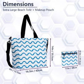Large Travel Beach Tote Bag - Lightweight Packable Beach Handbag for Women, Foldable Pool Bag for Travel, Packable Lake Tote with Zipper (Blue)