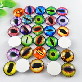 Julie Wang 18mm 40pcs Mixed Dragon Eyes Flatback Glass Cabochon Dome for Doll Making Jewelry Settings Craft DIY Findings