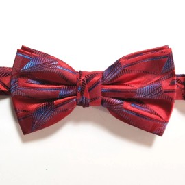 Unbranded NEW Red with Blue Jacquard Adjustable Pre-Tied Bow Tie