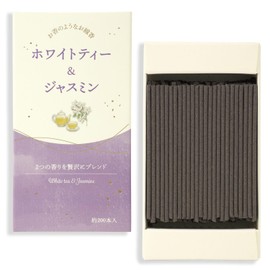 Kameyama Incense Sticks, White Tea & Jasmine, Approx. 1.8 oz (50 g), Approx. 200 Sticks, Less Smoke