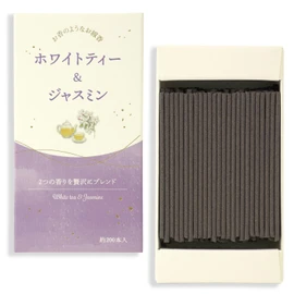 Kameyama Incense Sticks, White Tea & Jasmine, Approx. 1.8 oz (50 g), Approx. 200 Sticks, Less Smoke