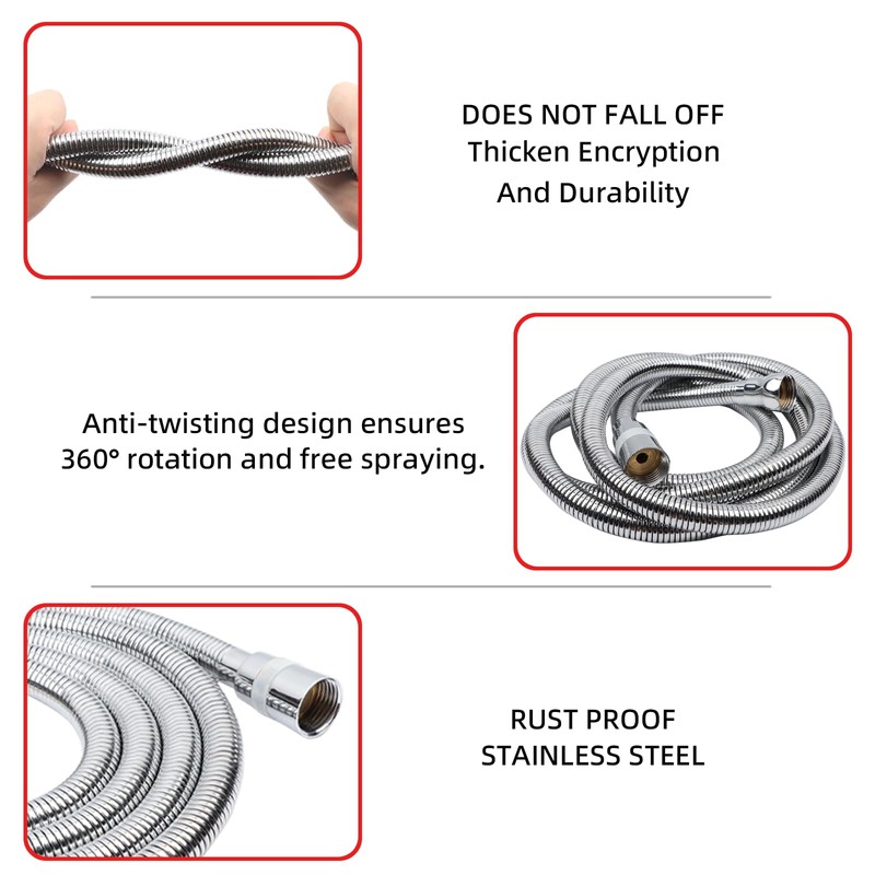 LEEGAWU Shower Hose, 79 Inches Extra Long Stainless Steel Handheld