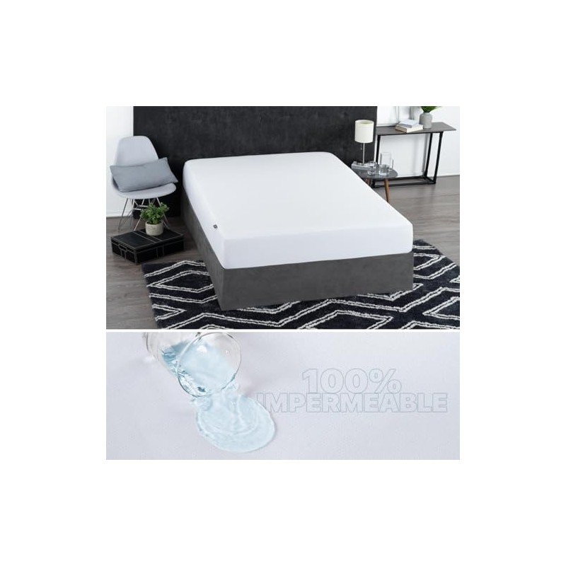 REAL TEXTIL Cubre Colchón Protector Impermeable Ajuste 45 cm King