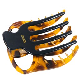 Parcelona French Curvy Oval Paw Savana 3” Cellulose Acetate Side Slide In Scoop Jaw Hair Claw Clip Clutcher for Women and Girls (Savana)