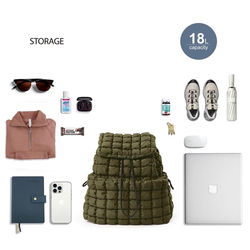 ODODOS Quilted Backpack for Women Lightweight Puffer Hiker Pack Drawstring