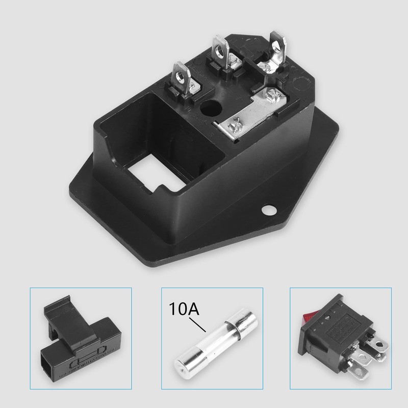 PNGKNYOCN 10A 250V Rocker Switch Power Socket Inlet Module Plug