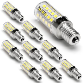 ALIDE E12 60W LED Bulbs Daylight White 5000K, E12 Kx 2000 60 Watt Equivalent Ceiling Fan Light Bulbs, Small Base T6 C7 Candelabra LED Light Bulbs, 550 Lumen, Non-dimmable 120V, 10 Pack