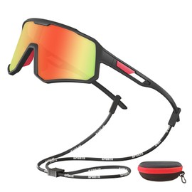 DUKZURA Men Cycling Glasses Youth Polarized Sports Sunglasses UV400 Protection TR90 Superlight Frame Women sunglasses for Baseball Cycling Running Fishing Hiking Sunglasses with Strap