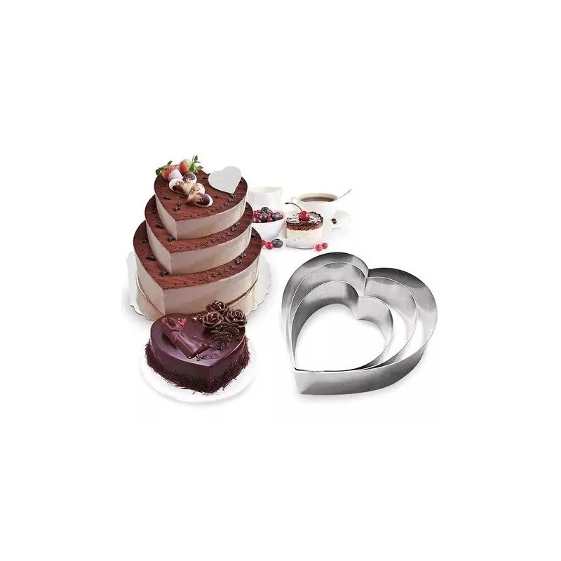 Extreme Beauty Set 3 Moldes Repostería En Forma De Corazon