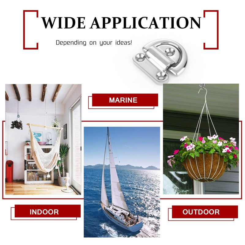 Atibin Heavy Stainless Folding Pad Eye Sail Steel D Ring