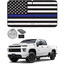 Autoamerics 1-Piece Windshield Sun Shade American Police Department USA Patriotic Design - Foldable Front Window Sunshade for Car SUV Truck - Blocks Max UV Rays and Keeps Your Vehicle Cool - Large