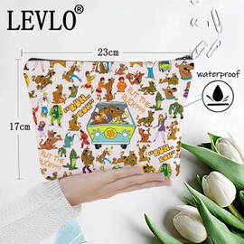 LEVLO Cartoon Dog & Shaggy Makeup Bag Dog Movie Fans Gift Mistery Machine Makeup Zipper Pouch Bag Jinkies and Zoinks Fans Merchandise Run Roh Bag