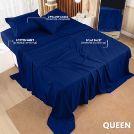 Utopia Bedding Queen Bed Sheets Set - 4 Piece Bedding - Brushed Microfiber - Shrinkage and Fade Resistant - Easy Care (Queen, Royal Blue)