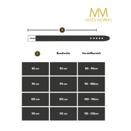 Massi Morino ® men's leather belt (3.5 cm wide) made of genuine cowhide leather, full leather belt including Gift bag. - 95