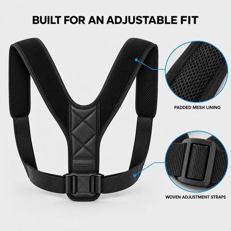 2 Pack Adjustable Unisex Posture Support Braces, Upper Back and