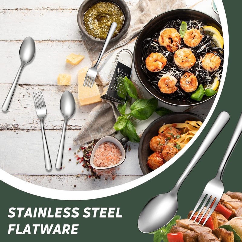 BBTO 100 Pcs Forks and Spoons Silverware Set Bulk Stainless
