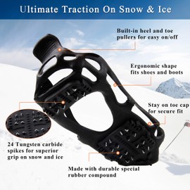 Ice Cleats for Shoes and Boots,Snow Traction Cleats Crampons for Women Men Kids Anti Slip 24 Grippers Shoes Walk Traction Cleats on Snow and Ice