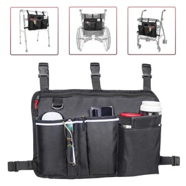 TONINT Large Walker Bag with Water Cup Holder,Walker Basket,Walker Accessories,Walker Bags For Folding Walker,Walker Bags For Seniors,Bag For Walker,Foldable Walker Storage Bag,Side Walker Bag