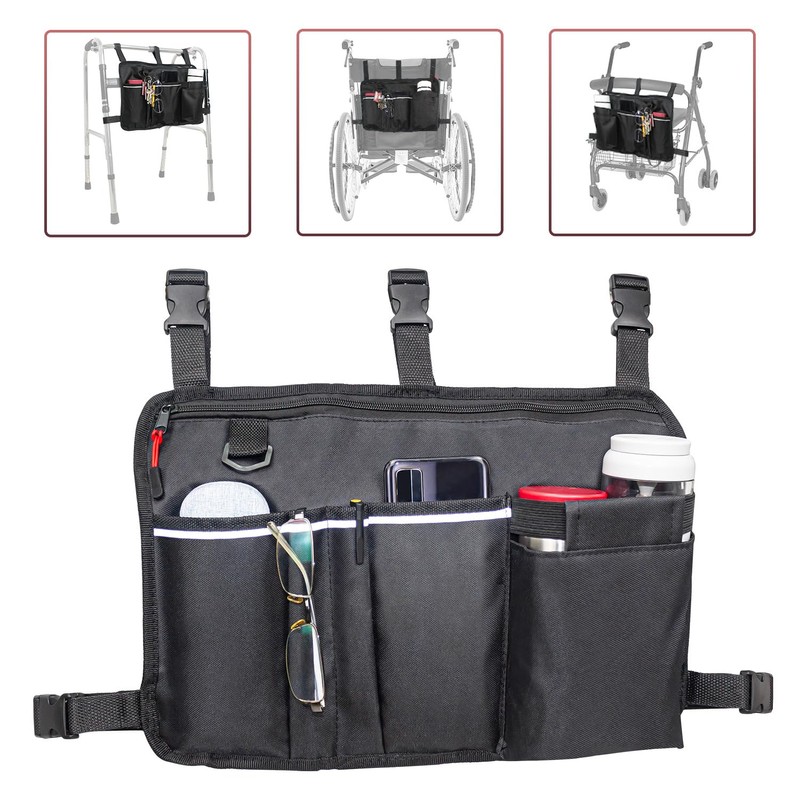 TONINT Large Walker Bag with Water Cup Holder,Walker Basket,Walker Accessories,Walker
