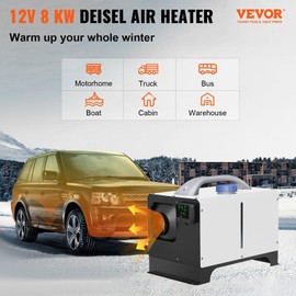 Diesel Air Heater 8KW Parking Heater 12V Truck Heater, One Air Outlet, with Black LCD Switch, Remote Control, Fast Heating Compact Diesel Heater, For Car, RV Truck, Boat, Campervans, Caravans