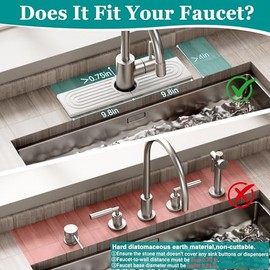 Stone Faucet Mat for Kitchen Sink - Quick Dry Diatomite Sink Splash Guard, Prevents Moisture Buildup & Water Stains, Water Absorbing Stone Tray for Bathroom Countertop (White, 20" x 4")