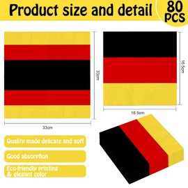 Wentsent Napkins Germany, Pack of 80 Black Red Yellow Disposable Napkins Germany Flag Party Table Decoration for Football World Cup European Championships