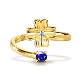 Ritach Birthstone Rings for Women - Adjustable Gold Rings Birthstone Rings for Women Non Tarnish Stackable Sapphire Ring September Birthday Gifts