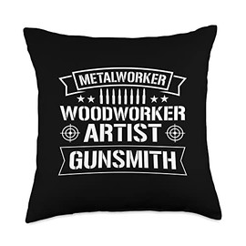 Gunsmithing Gunsmith Gun Weapon Military Metalworker Woodworker Artist Gunsmith Throw Pillow, 18x18, Multicolor
