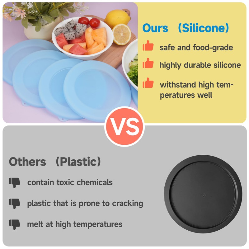 Purekra 4 Pack Silicone Lids for Corelle Vitrelle 428-PC 28-Oz