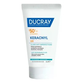 DUCRAY, Keracnyl UV Protector Solar Fluido, FPS 50+, Anti-imperfecciones, Control de Brillo y Prevención de Rebote, 50ml
