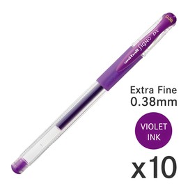 Uni-Ball Signo Snap Cap Gel Ink Ballpoint Pen, 0.38mm Extra Fine Point, Violet Ink, Y.UM151A.12, Pack of 10