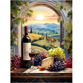 Wine Themed Tuscany Vineyard Pattern A1136 Accent Tile Mural Kitchen Bathroom Wall Backsplash Behind Stove Range Sink Splashback One Tile 8"x10" Ceramic, Glossy