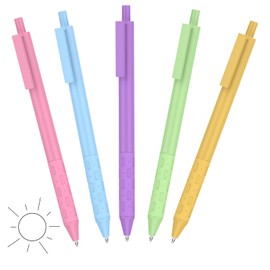 Gel Pens, 5 Pcs 0.5mm Black Ink Pens Fine Point Smooth Writing Pens,Premiums Pens with Soft Grip for Journaling Note Taking, Cute Office School Supplies for Women Men