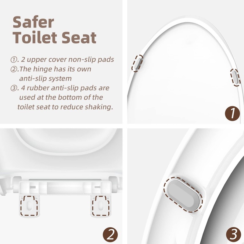 Elongated Toilet Seat, Slow Close Quick-Release Hinges, Heavy Duty Soft