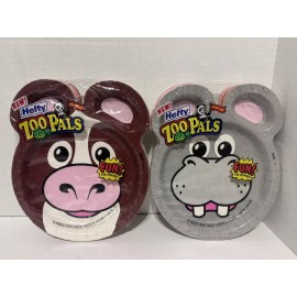 Hefty Lot Of 2 Vtg Vintage Hefty Zoo Pals 24 Coated Paper Plates Assorted Design 2001