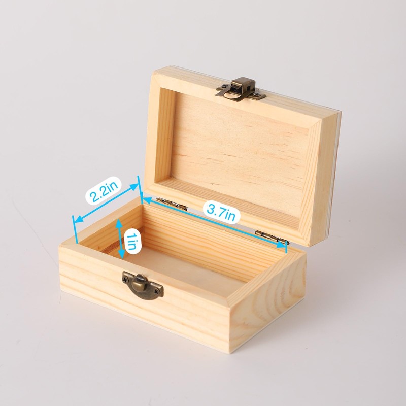 36 pcs Small Wooden Box for Crafts, 4.3inX2.7inX1.8in Unfinished Wooden