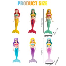 Mermaid Toys, 6 PCS Swimming Doll Bath Toy Set For Girls, Mermaid Pool Toys For Toddlers Water Bathtub, Fun Bath And Swimming Pool Games Diving Training
