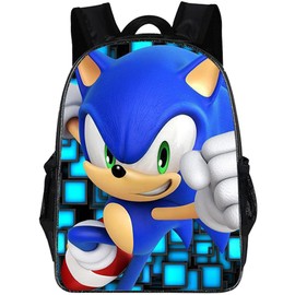 Soniic Children's Backpack, Hedgehog School Bag Kids Toddler Preschool Travel Backpack 3D School Backpack for Kids Printed Rucksacks Travel Luggage Backpack Bookbag for Girls Boys (44*28*13cm)