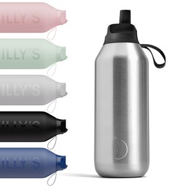 Chilly's Series 2 Water Bottle, Recycled BPA-Free Stainless Steel and Reusable, Leak-Proof, No Condensation, Stainless Steel, 500 ml