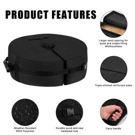 RIOGOO Removable Parasol Foot Weights Bag, Up to 85 lbs Umbrella Weights Bag for Overhanging Parasol Sandbags, Weighted Patio Beach (Round Shape)