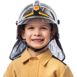 Orlob Fire brigade helmet, sporty, shiny chrome for children and adults, adjustable