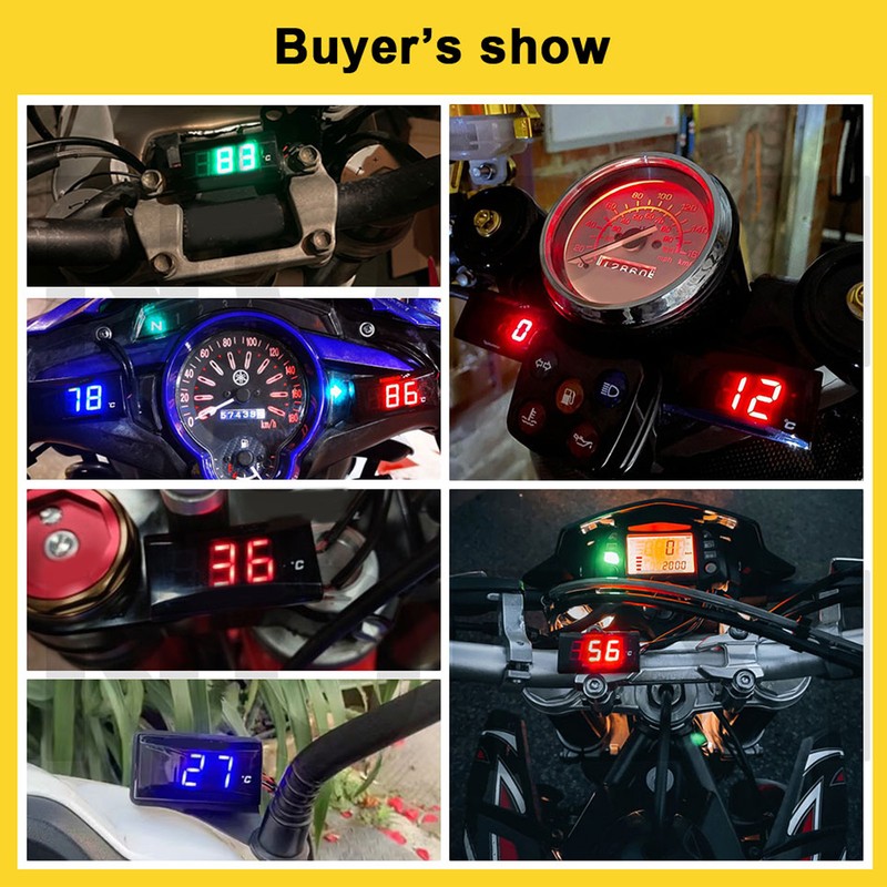 Motorcycle Digital Water Temperature Gauge Ultra Thin DC 12V LCD